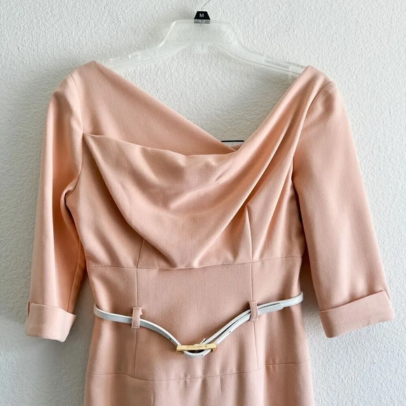 Black Halo Jackie O 3/4 Sleeve Sheath Dress NEW Fresco Size 4 - Picture 5 of 16